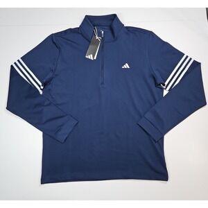 Adidas‎ Mens Blue 3 Stripe 1/2 Zip Pullover Golf Top Size Medium NWT